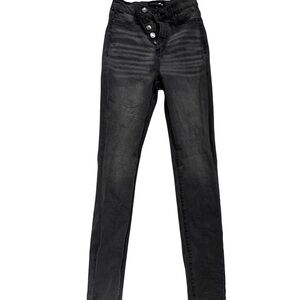 Fashion Nova Black Washed High-Rise Skinny Jeans with Button-Fly.wp0303